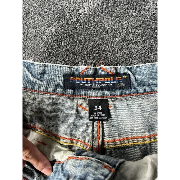 Southpole Men’s Vintage 1990s Baggy Y2K Embroidered Skateboard Jeans 34 - Picture 4 of 10